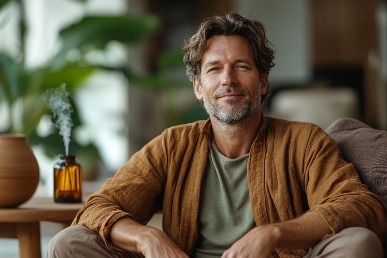 Чоловік після загартувальних процедур - здорова шкіра та енергійний вигляд